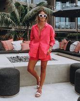 Infinity Cotton Pocketed Shorts - Fuchsia